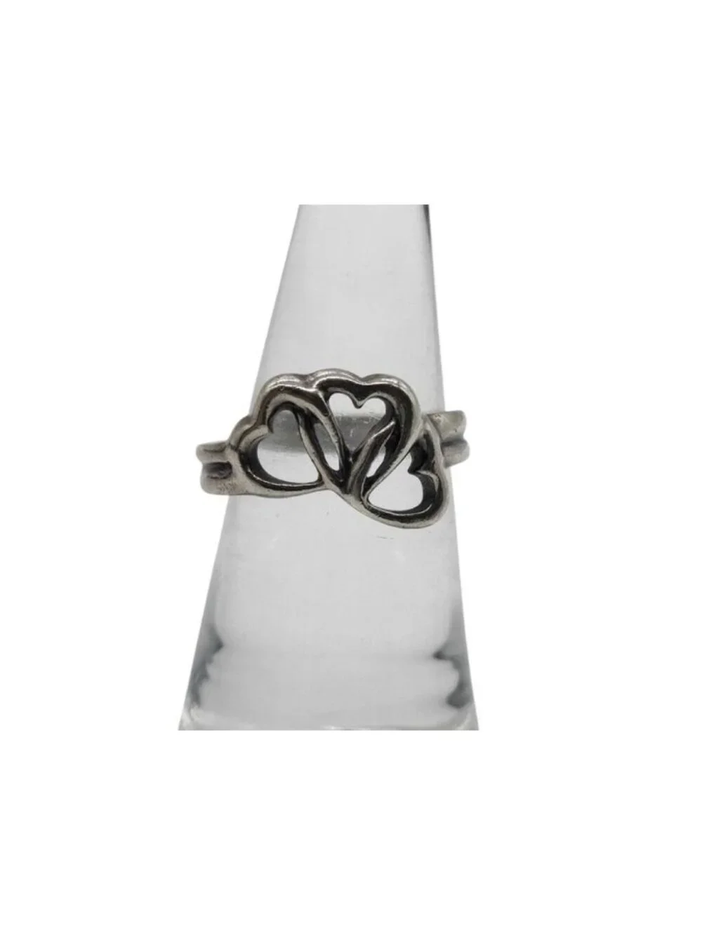 Tiffany & Co Ring Triple Open Heart Silver